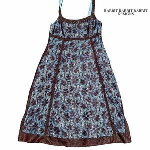 Rabbit Rabbit Rabbit Vintage Midi Satin & Lace Floral Boho Dress NWOT